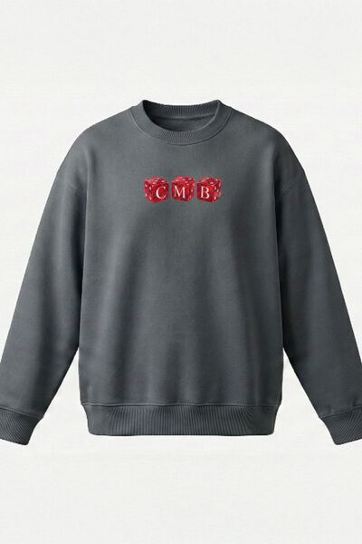 COMBİNE MİCHAİL Ανδρικό φούτερ Zar με τύπωμα oversized Smoked