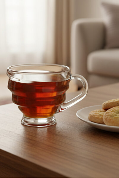 İpek Porselen Kıvrım 6-Piece Glass Tea Cup – 210 ml Transparent