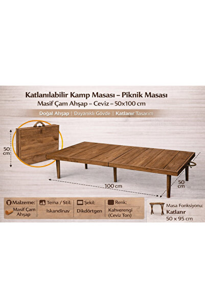 LİVİNGSTORE Industrial Living katlanılabilir kamp masası - Piknik masası - Ma...