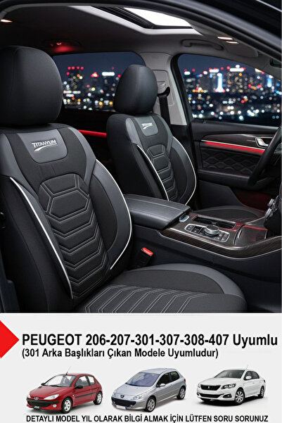 GM-DESIGN Titanium Series Luxury Linen Car Seat Cover-(Peugeot 206-207-208-30...