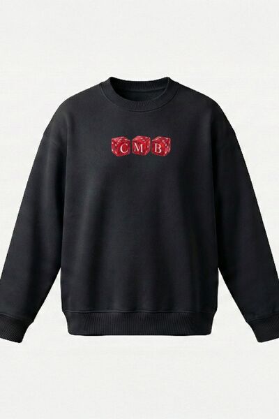 COMBİNE MİCHAİL Men's Zar Printed Oversized Black Sweatshirt