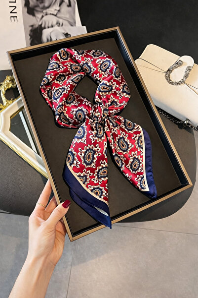 Behills Kadın Bandana Fular Eşarp Rayon Etnik Desenli İtalyan Dikişli Boyun F...