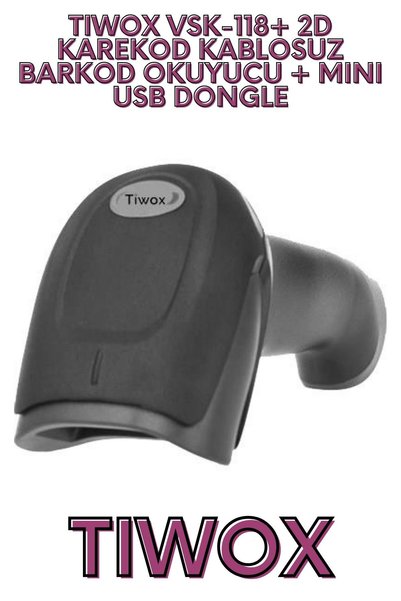 Tiwox Tw27 Vsk-118+ 2D Qr Code Wireless Barcode Reader + Mini USB Dongle