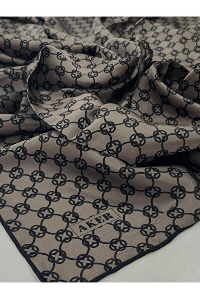 Aker İpek Eşarp - 8991713-913 Vizon Siyah Twill