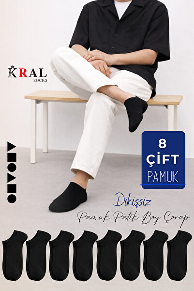 KRAL SOCKS Women - Men 8 Pairs Cotton Seamless Soft Invisible Combed Cotton B...