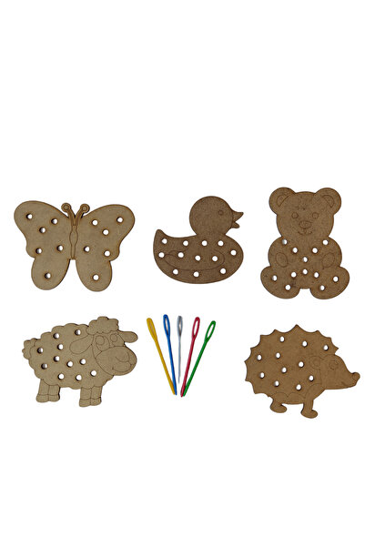 Enmode Ahşap Dikiş Oyunu Seti 5’Li