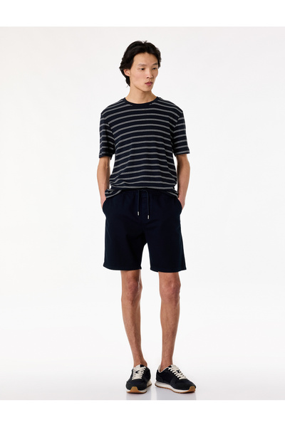 Koton Βαμβακερό σορτς τζιν με τσέπες, βερμούδα, oversized, με κορδόνια στη μέ...