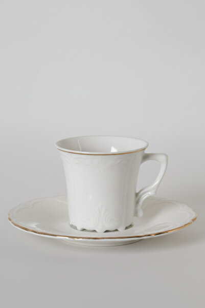 İpek Porselen Set of 2 Gold Gilded Delicate Porcelain Coffee Cups