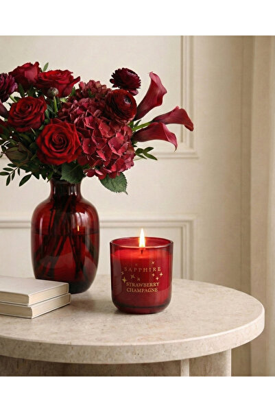 Sapphire Home Store Çilek Kokulu Doğal Soya Mum – Strawberry Champagne – 250 ml