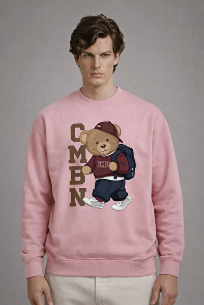 COMBİNE MİCHAİL Erkek CMBN Ayıcık Baskılı Pembe Sweatshirt