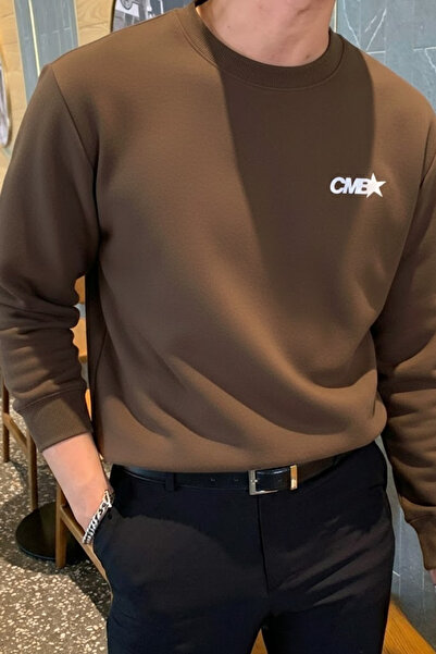 COMBİNE MİCHAİL Мъжка CMB принт блуза с широка кройка в цвят кафе