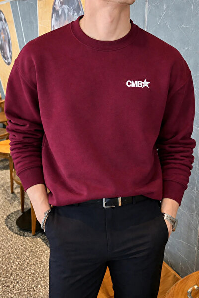 COMBİNE MİCHAİL Мъжка широка блуза с принт CMB в цвят бордо