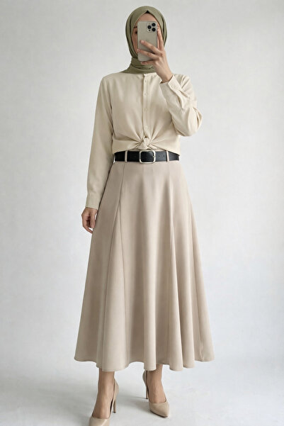 BENAHOLL Rüya Kemerli Dikiş Detay Etek-AS3049 Taş