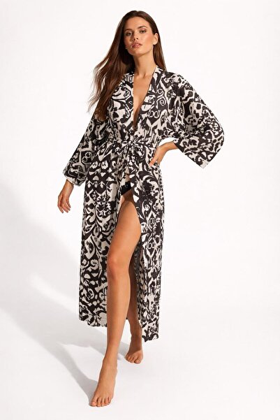 BEJ DOKU KİMONO / KAFTAN %100 PAMUK