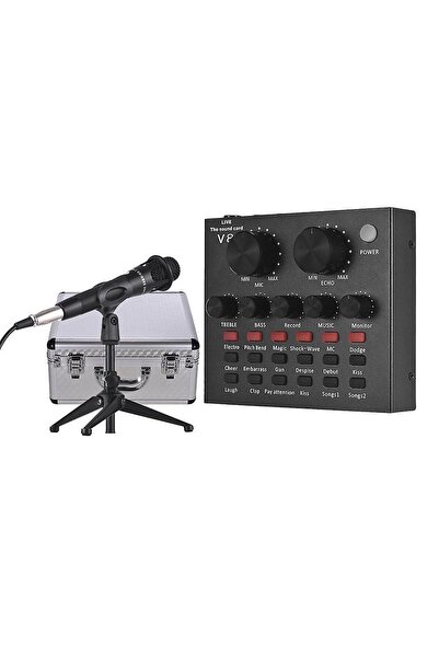 Generic USB Sound Card Microphone Kit with Tripod & Earphone for Live Streami...