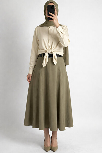 BENAHOLL Φούστα με ζώνη και λεπτομέρεια ραφής Rüya - AS3049 Μέντα