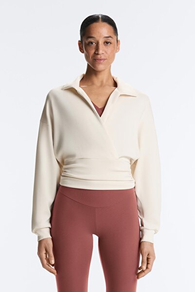 Oysho Yumuşak dokulu modal kumaşlı polo yaka kruvaze sweatshirt