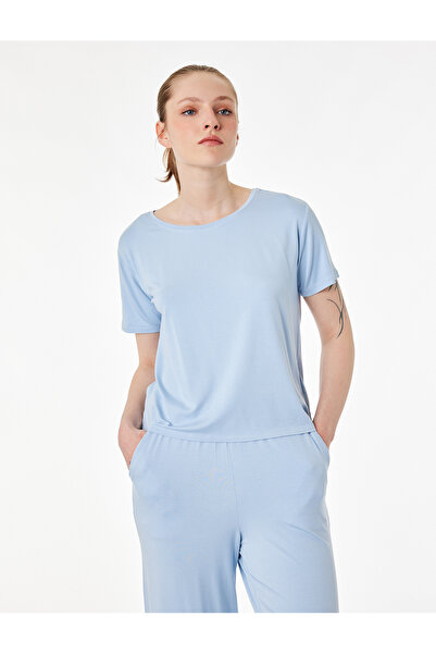 Koton Short Sleeve Crew Neck Viscose Basic Pajama Top