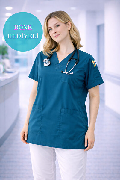 mirach Oversize 4 Cepli Hemşire Doktor Scrubs Tek Üst Üniforma Hastane Cerrah...
