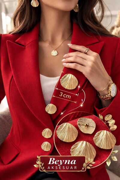 beyna aksesuar Leaf Metal Button 3 cm Gold Plated 1 Package 5 Pieces