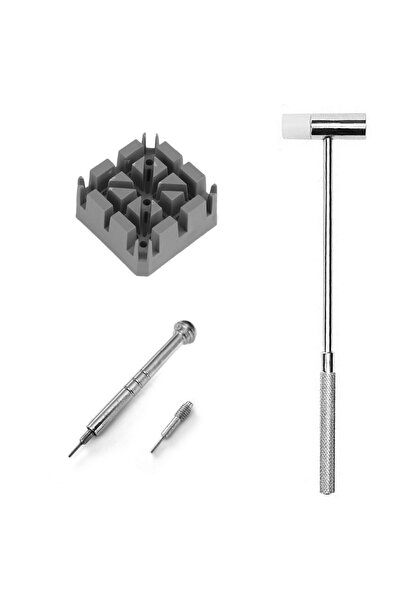 Saatse Çelik Saat Kordon Kısaltma Seti Darbeli Pim Sökme Aparatı + Yedek Uç