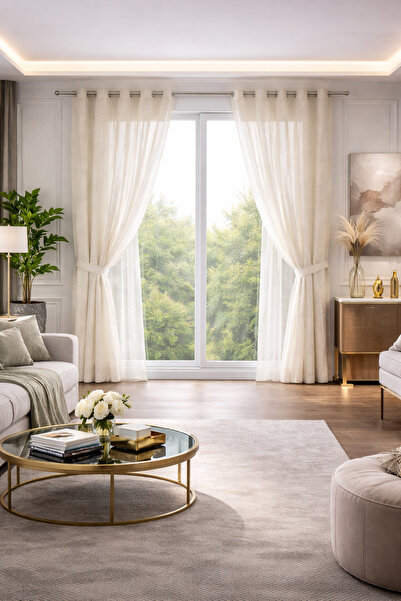 Atmosphera Cortină voal Moly Atmosphere, 135 x 240 cm, poliester, culoare ivory