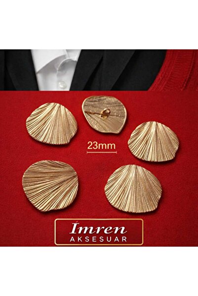 İMREN AKSESUAR Yaprak Model Gold Renk Düğme,(Kaban,ceket,yelek,elbise 6 li se...