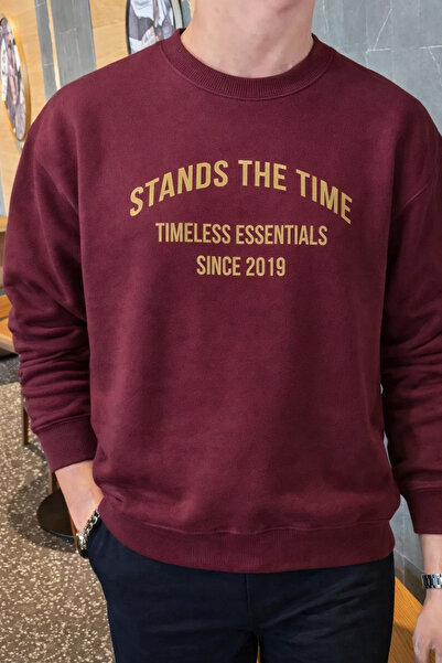 COMBİNE MİCHAİL Ανδρικό φούτερ με στάμπα Stands The Time, μεγάλου μεγέθους, μ...