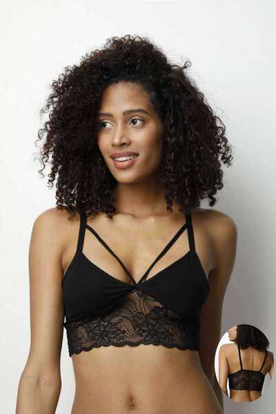 MODANI SEÇ Bustieră din dantelă neagră Kota 4 bucăți 6342