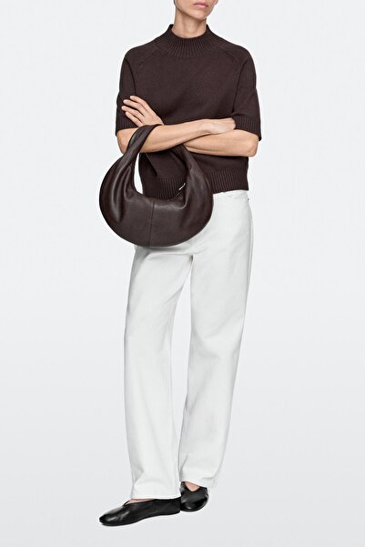 Massimo Dutti Napa deri orta boy hilal çanta