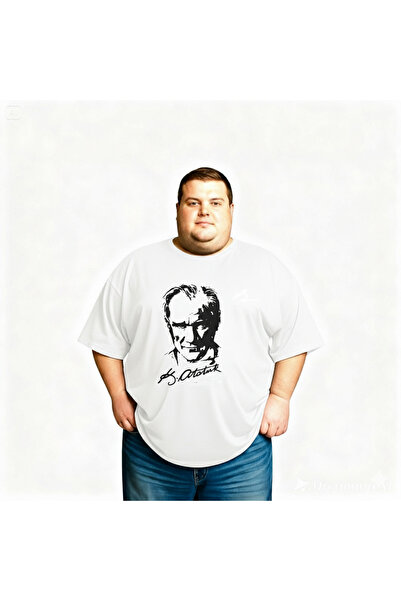 sngl Ανδρικό κοντομάνικο μπλουζάκι μεγάλου μεγέθους με στάμπα ATATURK 3XL 4XL...