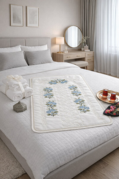 DİLEX Seccade Beyaz Etamin Nakışlı Çeyizlik 120x73 Cm