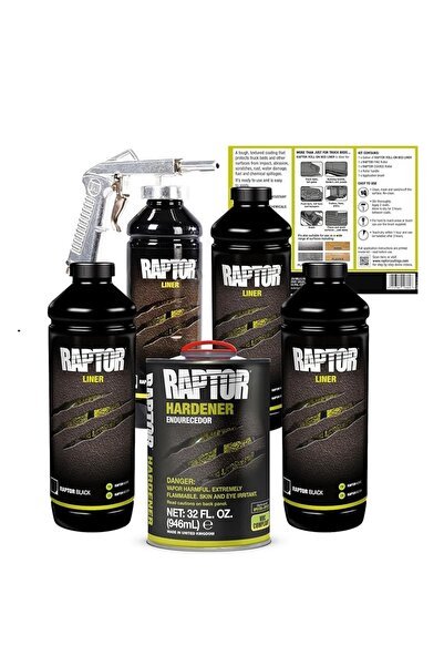 RAPTOR U-POL Black Urethane Spray-On Truck Bed Liner Kit, with Spray Gun, Veh...