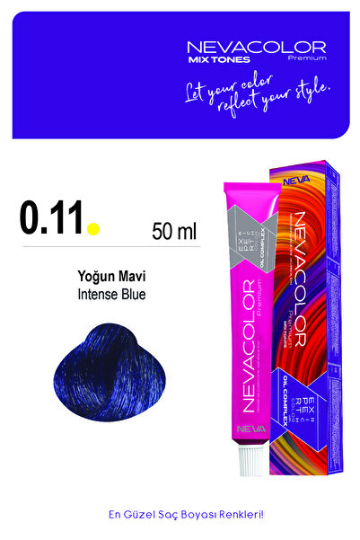 Nevacolor Premium MIX 0.11 YOĞUN MAVİ Kalıcı Krem Saç Boyası 50ml