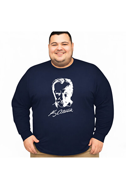 sngl Tricou cu mânecă lungă pentru bărbați, mărime mare, cu imprimeu Ataturk,...