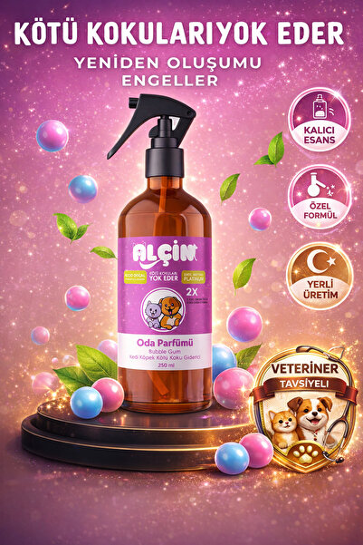 ALÇİN Kedi Kumu Ve Tuvaleti Koku Giderici,Bubble Gum Parfümü Spreyi