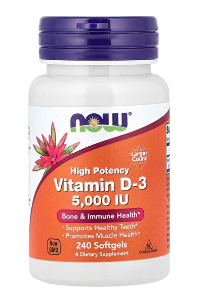 Now Foods Supplements, Vitamin D-3 5,000 IU, High Potency, Structural Support...