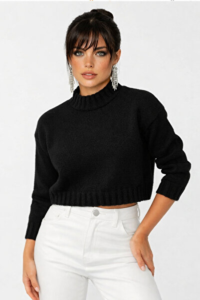 Be Best Pulover scurt negru pentru femei BE342