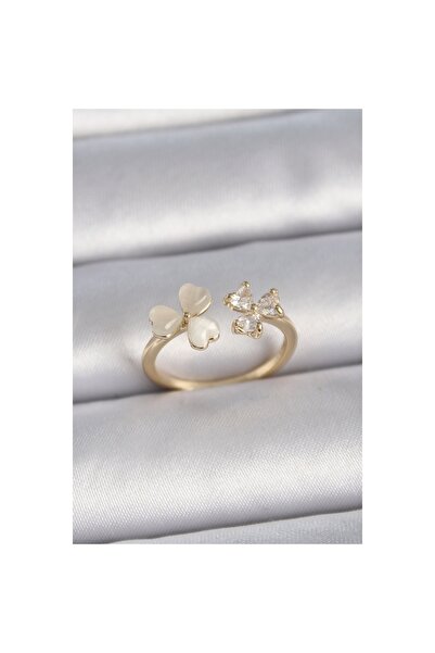 RuneRise Brass Gold Color Adjustable Zircon Stone Heart White Enamel Model Wo...