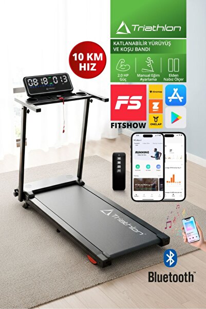 Triathlon T-229 Katlanabilir Koşu Bandı | 2 HP | 10 km/h | Nabız Ölçer | Acil...