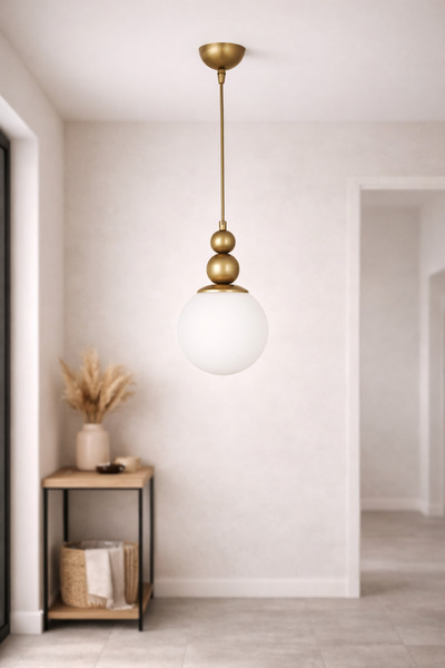 VENON KardanAdam Tekli Spor Tekli Sarkıt Avize Eskitme Beyaz Glop Camlı Salon...