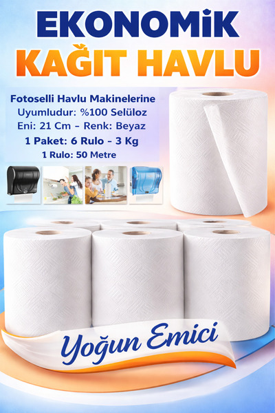 Pc Premium Center Profesyonel Fotoselli Kağıt Havlu 21 Cm 6 Rulo 3 Kg - Dev H...