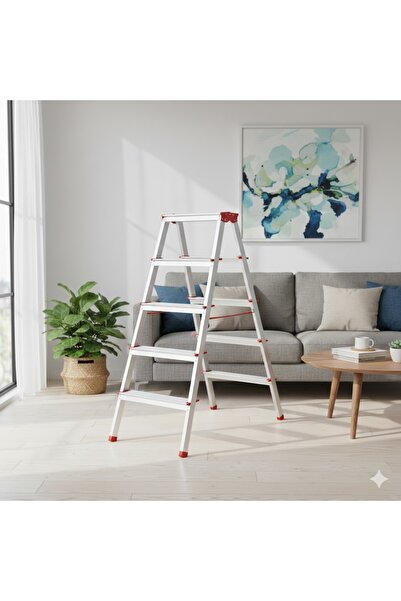 Genel Markalar Alüminyum Çift Çıkışlı Merdiven 5 Basamak | Kaymaz Ayaklı | En...