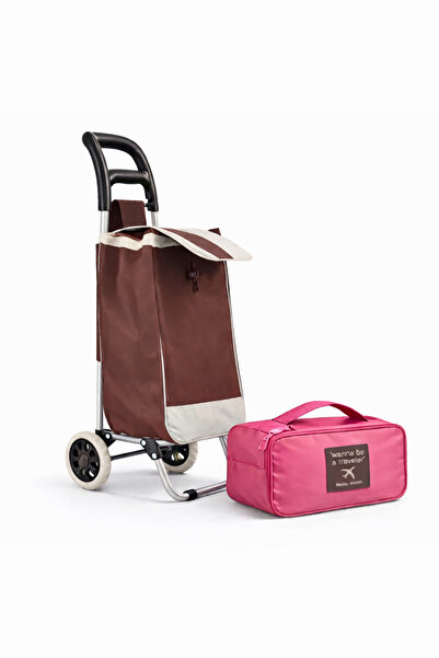 Generic عربة تسوق بعجلات قابلة للطي – شنطة كبيرة مقاومة للماء مع منظم صغير عملي