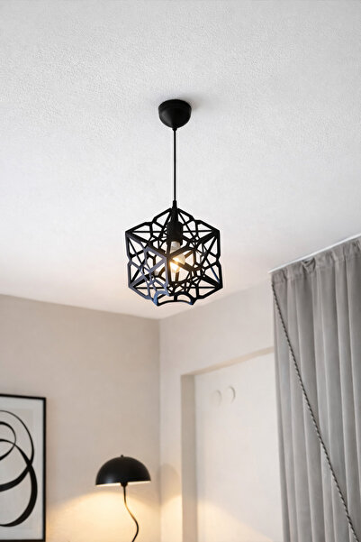 VENON Modern Alperim Tekli Kasa Siyah Sarkıt Tekli Avize Metal Avize Spor Avi...