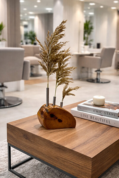 HG WoodArt Dekoratif Doğal Ahşap Mini Vazo