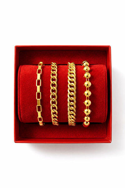 Crc Bijuteri سوار نسائي ذهبي اللون مكون من 4 قطع