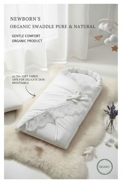 Al Fajr Babys لفافة بيضاء ملكية للأطفال حديثي الولادة من عمر 0-2 شهر