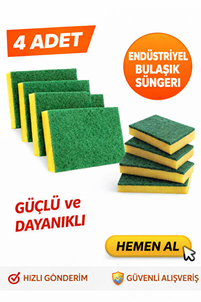 Pc Premium Center Endüstriyel Bulaşık Süngeri 4 Adet ( Büyük Boy )