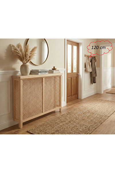 Sedefira Doğal Ahşap Petek Kaplama & Antre Dresuarı - 120 cm Dekoratif Radyat...